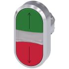 SIEMENS - SIE3SU10513AB420AN0 Pulsante doppio, illuminato, 22 mm, rotondo, in metallo lucido, colore rosso: in alto, colore verde: in basso