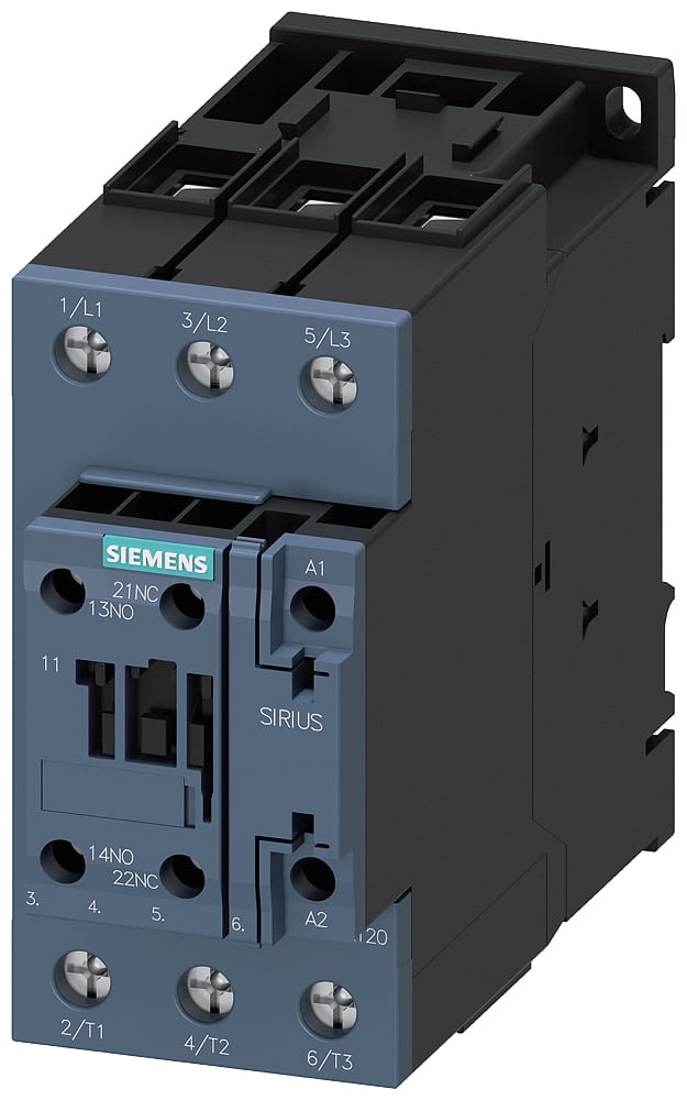 SIEMENS - SIE3RT20381XF400LA2 Contattore per applicazioni ferroviarie, AC-3e, 37 kW/400 V, 1NO+1NC, DC 110 V, 0,7 ... 1,25*Us, a 3 poli, S2