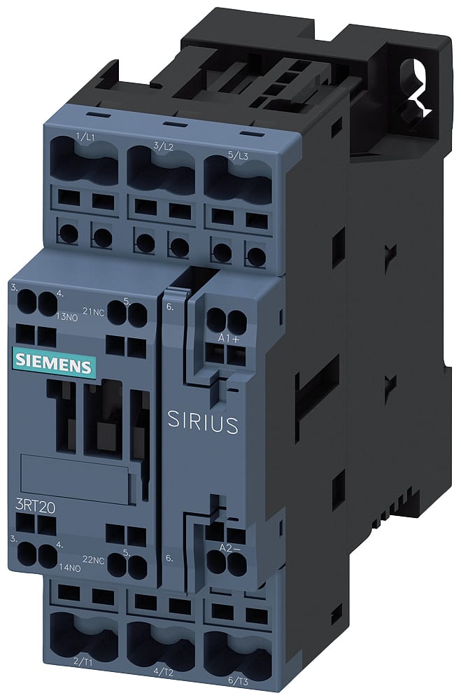SIEMENS - SIE3RT20262NB30 Contattore, AC-3e, 25 A/11 kW/400 V, a 3 poli, AC/DC 21 ... 28 V, 1NO+1NC, morsetti a molla