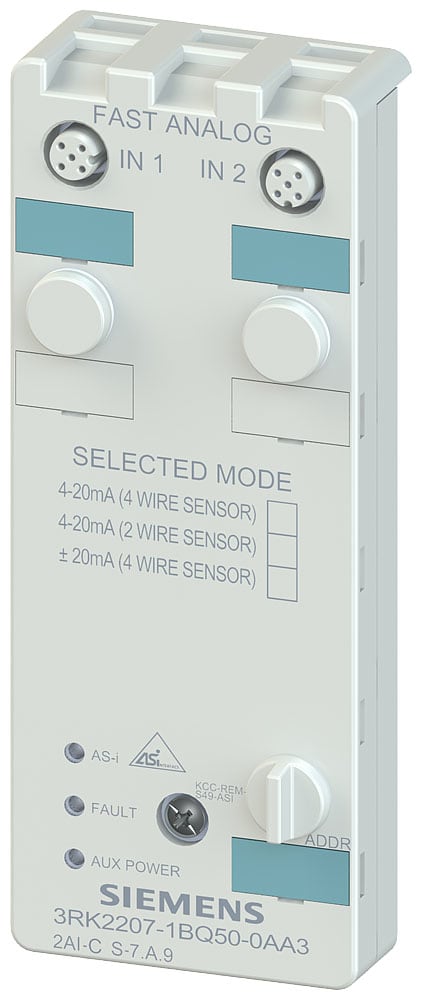 SIEMENS - SIE3RK22071BQ500AA3 Modulo compatto AS-i K60, IP67, slave A/B (specifica 3.0), analogico, 2AI (1AI)