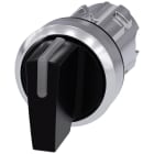 SIEMENS - SIE3SU10522BM100AA0 Selettore, illuminabile, 22 mm, rotondo, in metallo lucido, colore nero, selettore corto