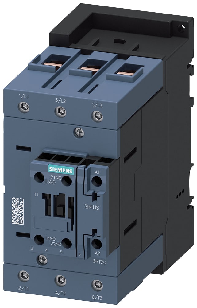 SIEMENS - SIE3RT20461AL20 Contattore, AC-3e, 95 A/45 kW/400 V, a 3 poli, AC 230 V, 50/60 Hz, 1NO+1NC, morsetti a vite