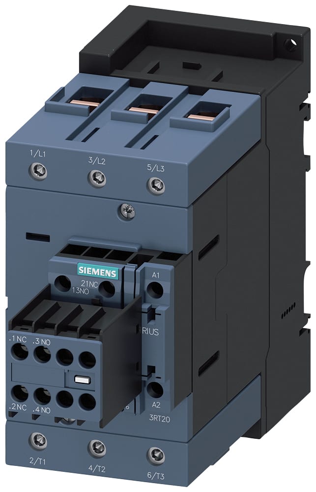 SIEMENS - SIE3RT20461AG24 Contattore, AC-3e, 95 A/45 kW/400 V, a 3 poli, AC 110 V, 50/60 Hz, 2NO+2NC, morsetti a vite