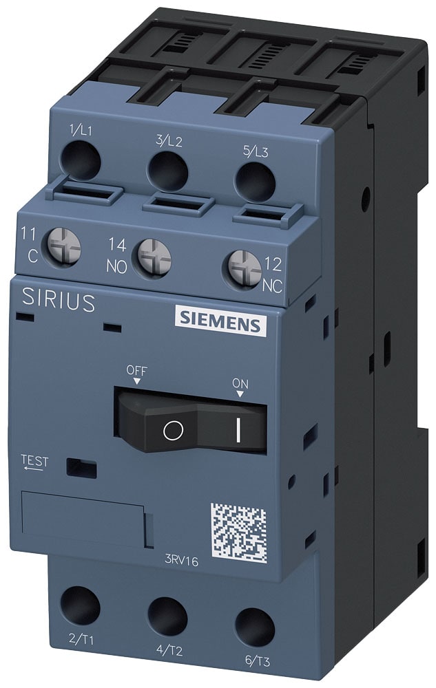 SIEMENS - SIE3RV16111AG14 Interruttore di protezione per trasformatore di tensione, S00, 1,4 A, sganciatore N 6 A, blocchetto di contatti ausiliari trasversale 1CO