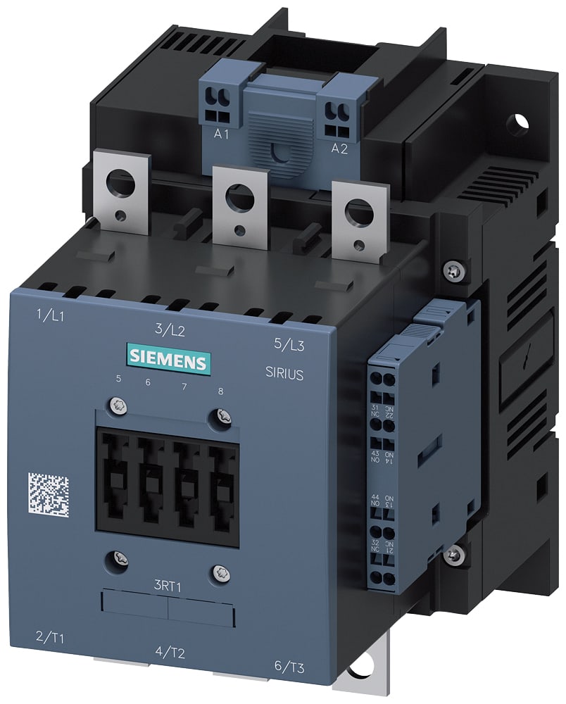 SIEMENS - SIE3RT10562AB36 Contattore, AC-3e, 185 A/90 kW/400 V, a 3 poli, AC/DC 23 ... 26 V, 2NO+2NC, sbarra di collegamento/morsetti a molla