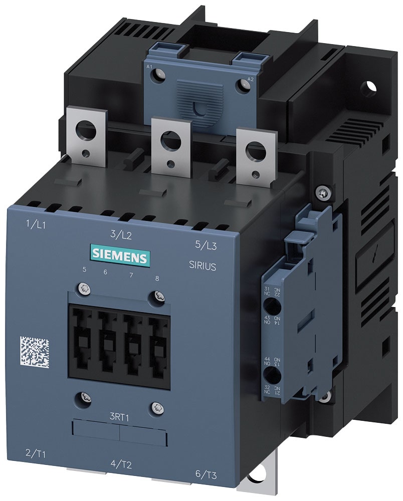 SIEMENS - SIE3RT10556AR36 Contattore, AC-3e, 150 A/75 kW/400 V, a 3 poli, AC/DC 440 ... 480 V, 2NO+2NC, sbarra di collegamento/morsetti a vite