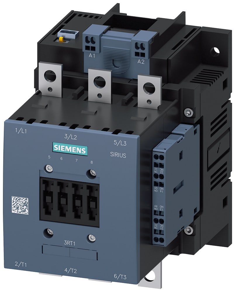 SIEMENS - SIE3RT10542NB36 Contattore, AC-3e, 115 A/55 kW/400 V, a 3 poli, AC/DC 21 ... 27,3 V, ingresso PLC opzionale, 2NO+2NC, sbarra di collegamento/morsetti a molla