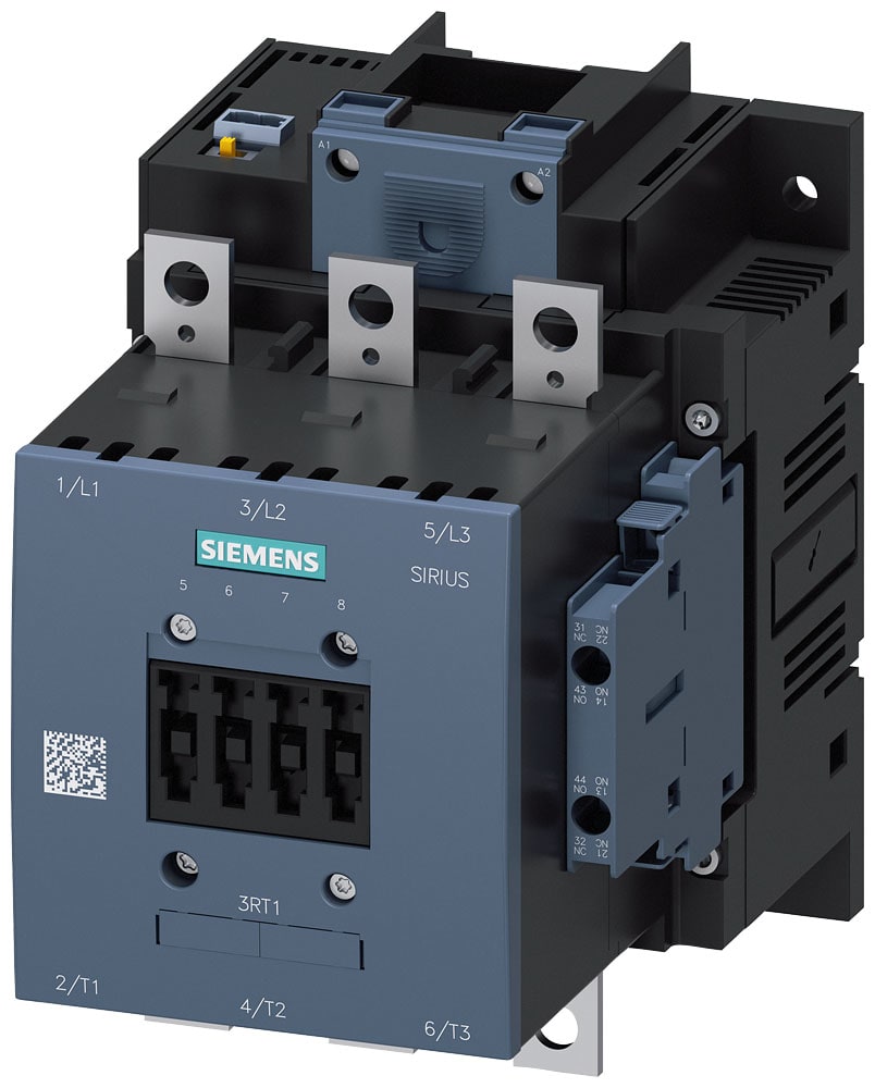 SIEMENS - SIE3RT10556NP36 Contattore, AC-3e, 150 A/75 kW/400 V, a 3 poli, AC/DC 200 ... 277 V, ingresso PLC opzionale, 2NO+2NC, sbarra di collegamento/morsetti a vite