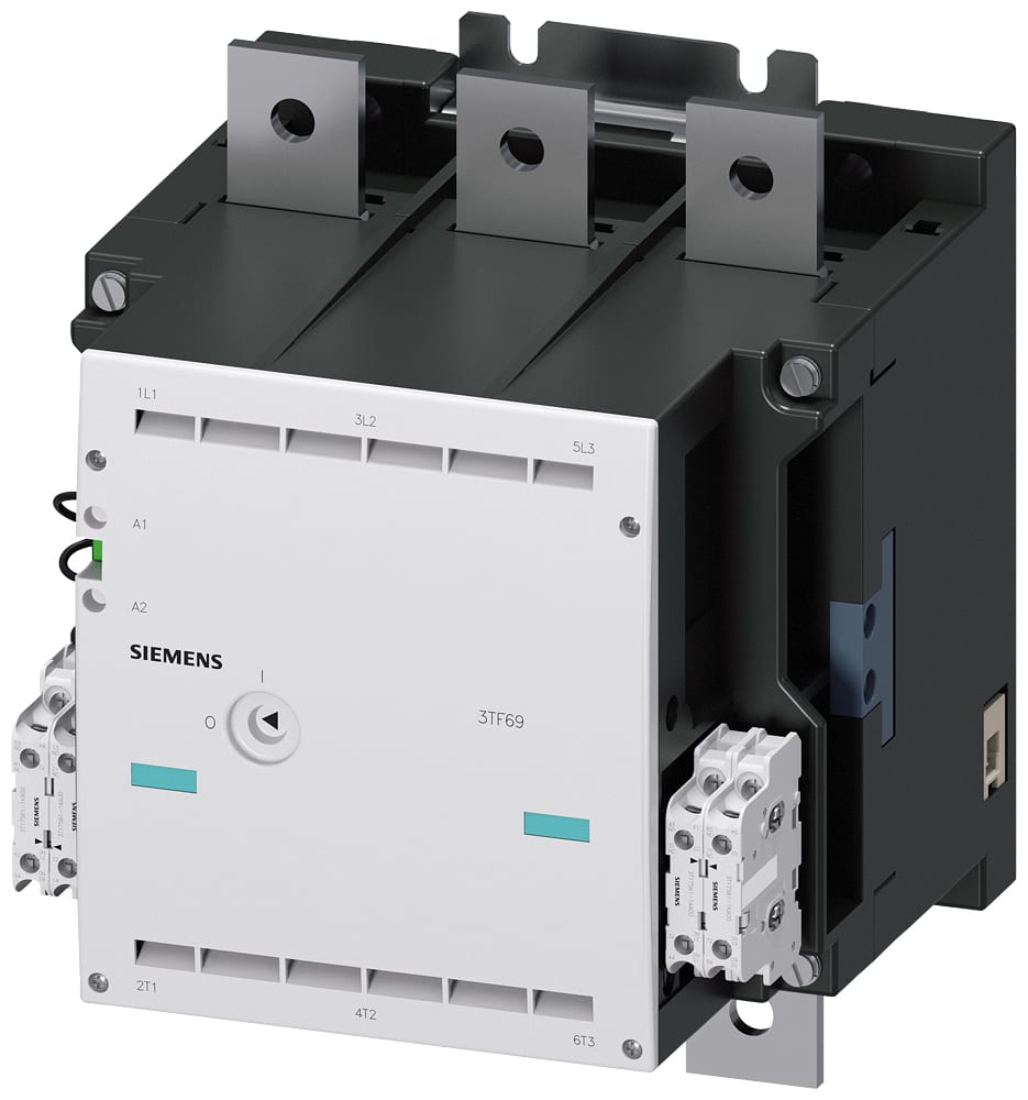 SIEMENS - SIE3TF69448CQ7 Contattore gr. costr. 14, a 3 poli, AC-3, 450 kW, 400/380 V (1000 V) (4NO+4NC)