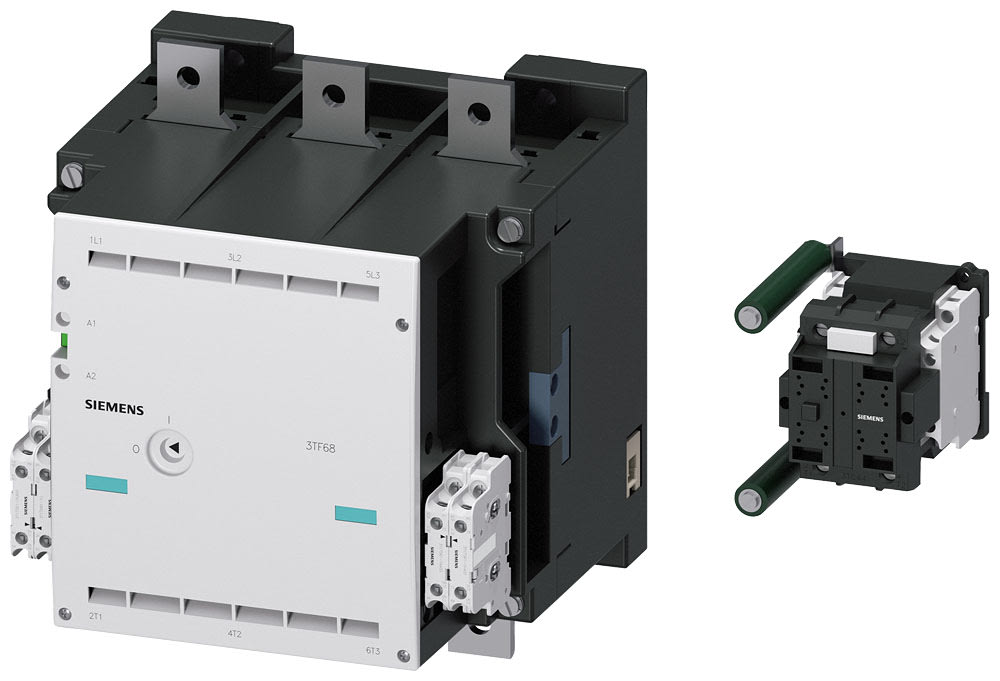 SIEMENS - SIE3TF68331QV7 Contattore gr. costr. 14, a 3 poli, AC-3, 335 kW, 400/380 V (690 V), blocchetto di contatti ausiliari 33 (3NO+3NC)