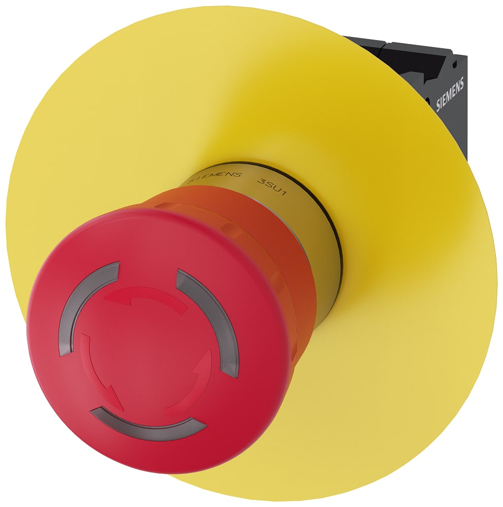 SIEMENS - SIE3SU11521HB203PF0 Pulsante a fungo di ARRESTO DI EMERGENZA, illuminabile, 22 mm, rotondo, in metallo, lucido, rosso, 1NC 1NC
