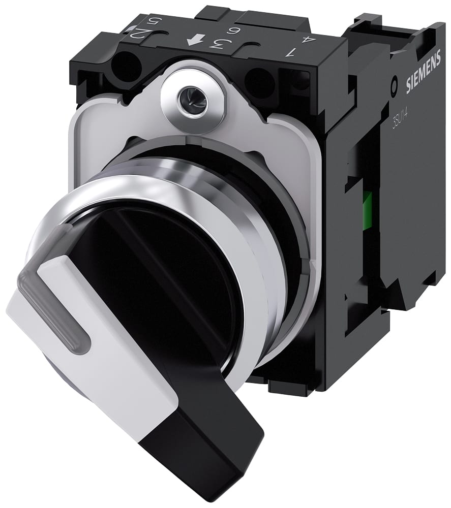 SIEMENS - SIE3SU11502CF601BA0 Selettore, 22 mm, rotondo, in metallo lucido, bianco, permanente, 1NO