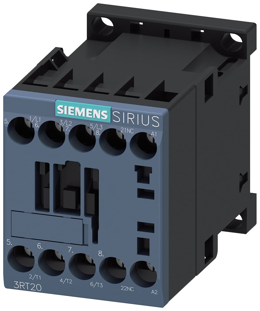 SIEMENS - SIE3RT20161AK62 Contattore, AC-3e, 9 A/4 kW/400 V, a 3 poli, AC 110 V/50 Hz, 120 V/60 Hz, 1NC, morsetti a vite