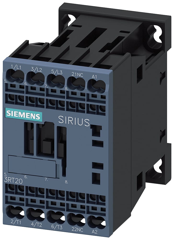 SIEMENS - SIE3RT20172AB02 Contattore, AC-3e, 12 A/5,5 kW/400 V, a 3 poli, AC 24 V, 50/60 Hz, 1NC, morsetti a molla