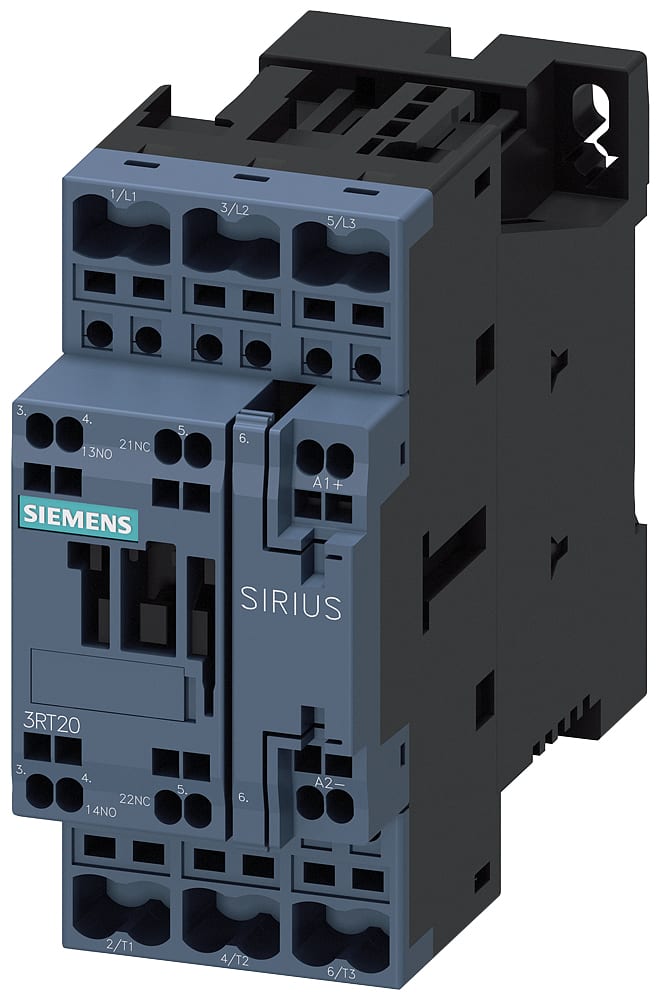 SIEMENS - SIE3RT20272XB400LA2 Contattore per applicazioni ferroviarie, AC-3e, 15 kW/400 V, 1NO+1NC, DC 24 V, 0,7 ... 1,25*Us, a 3 poli, S0