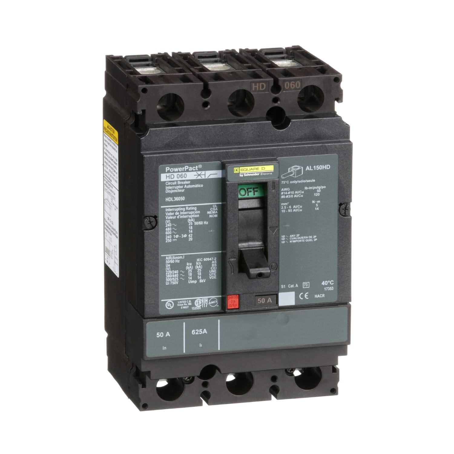 SCHNEIDER ELECTRIC - SNRHDL36050 MAIN CIRCUIT BREAKER