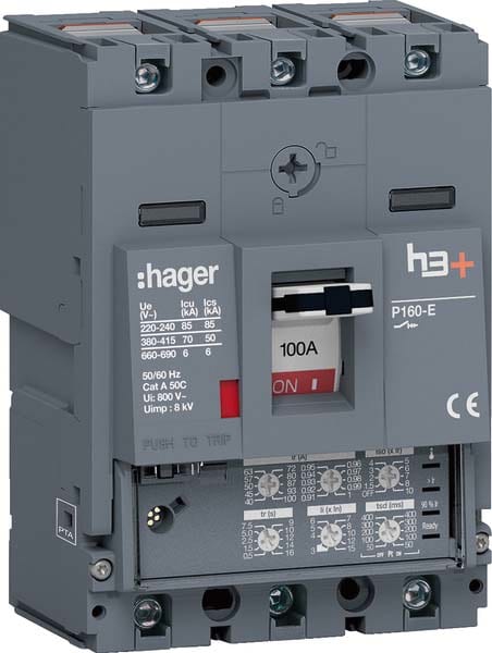 HAGER - HAGHES100JC INT AUT H3+ P160 LSI 3P 100A 70KA