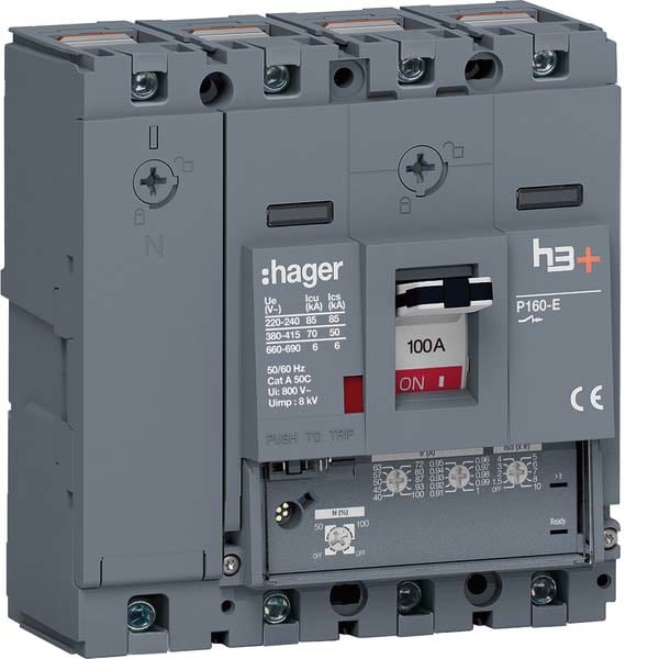 HAGER - HAGHES101GC INT AUT H3+ P160 LSNI 4P 100A 70KA N REG