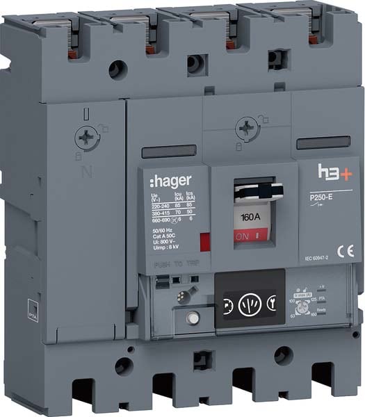 HAGER - HAGHET161NR INT AUT H3+ P250 ENERGY 4P 160A 70KA N R