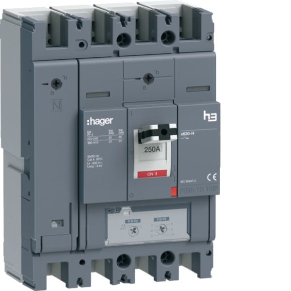 HAGER - HAGHHJ251DR INT AUT H3 X630 TM 4P 250A 25KA N REG