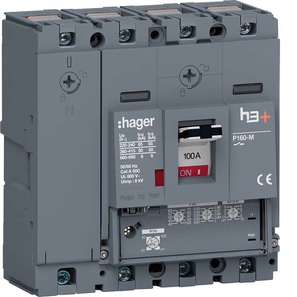 HAGER - HAGHMS101GC INT AUT H3+ P160 LSNI 4P 100A 50KA N REG