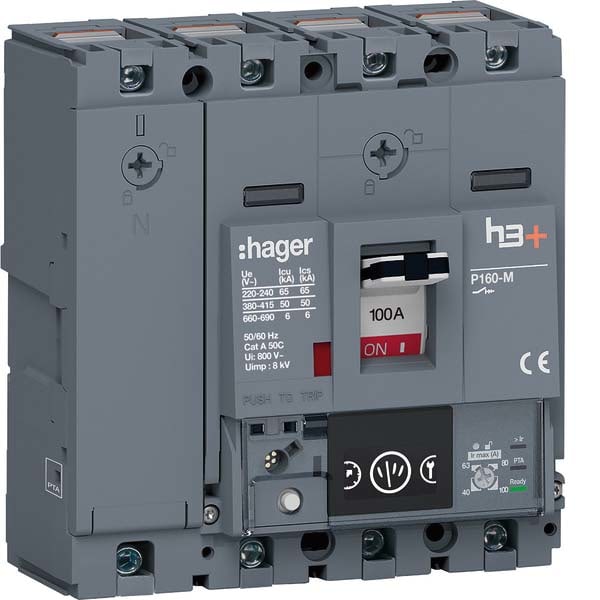 HAGER - HAGHMS101NC INT AUT H3+ P160 ENERGY 4P 100A 50KA N R