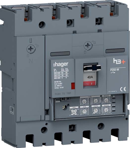 HAGER - HAGHMT041JR INT AUT H3+ P250 LSI 4P 40A 50KA N REG