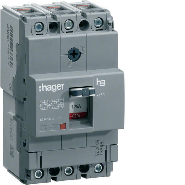 HAGER - HAGHNA125H INTERR AUTOM X160 3P 40KA 125A SGANC TM
