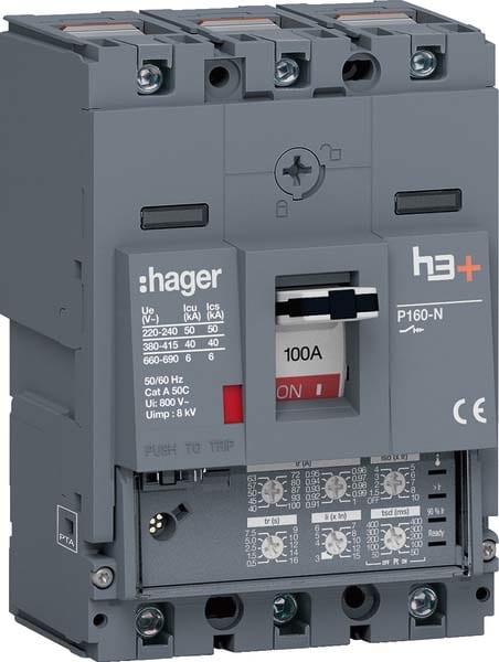 HAGER - HAGHNS100JC INT AUT H3+ P160 LSI 3P 100A 40KA