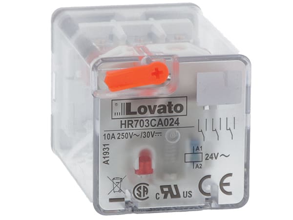 LOVATO - LOVHR702CD024 RELE INDUST. OCTAL 2SC 10A 24VDC+LED