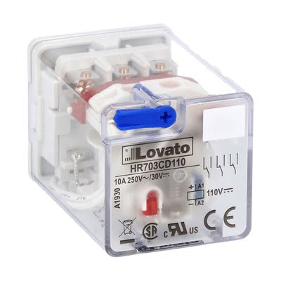LOVATO - LOVHR703CD110 RELE INDUST UNDECAL 3SC 10A 110VDC+LED