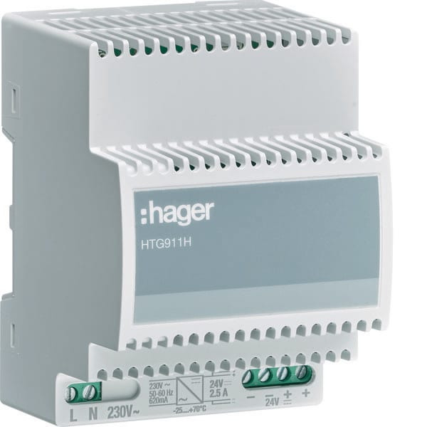 HAGER - HAGHTG911H ALIMENTATORE 230VAC-24VDC 2,5A 4M DIN