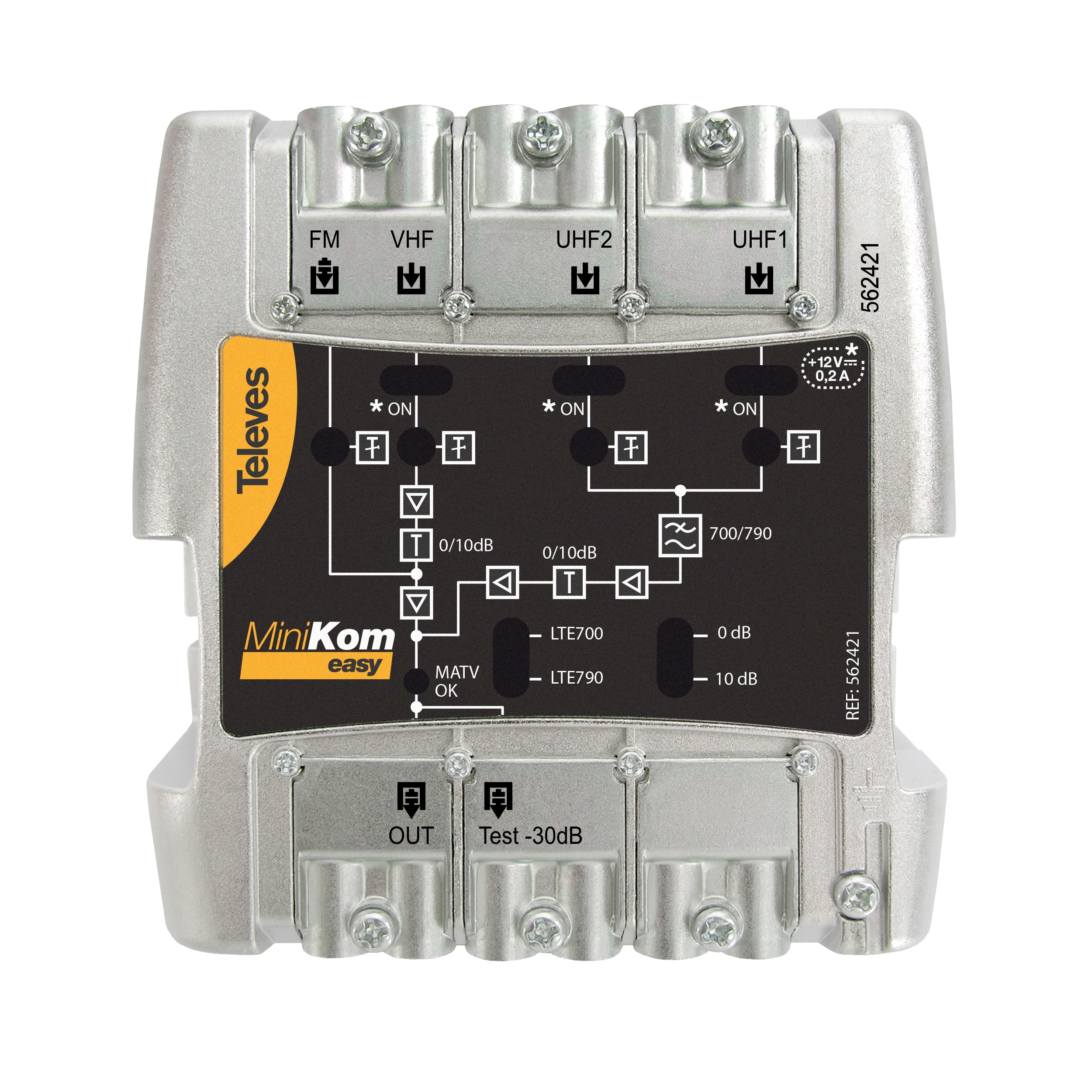 TELEVES ITALIA SRL - TVV562421 AMP.MINIKOM MATV 4I/1U EASYF FM-V-U-U