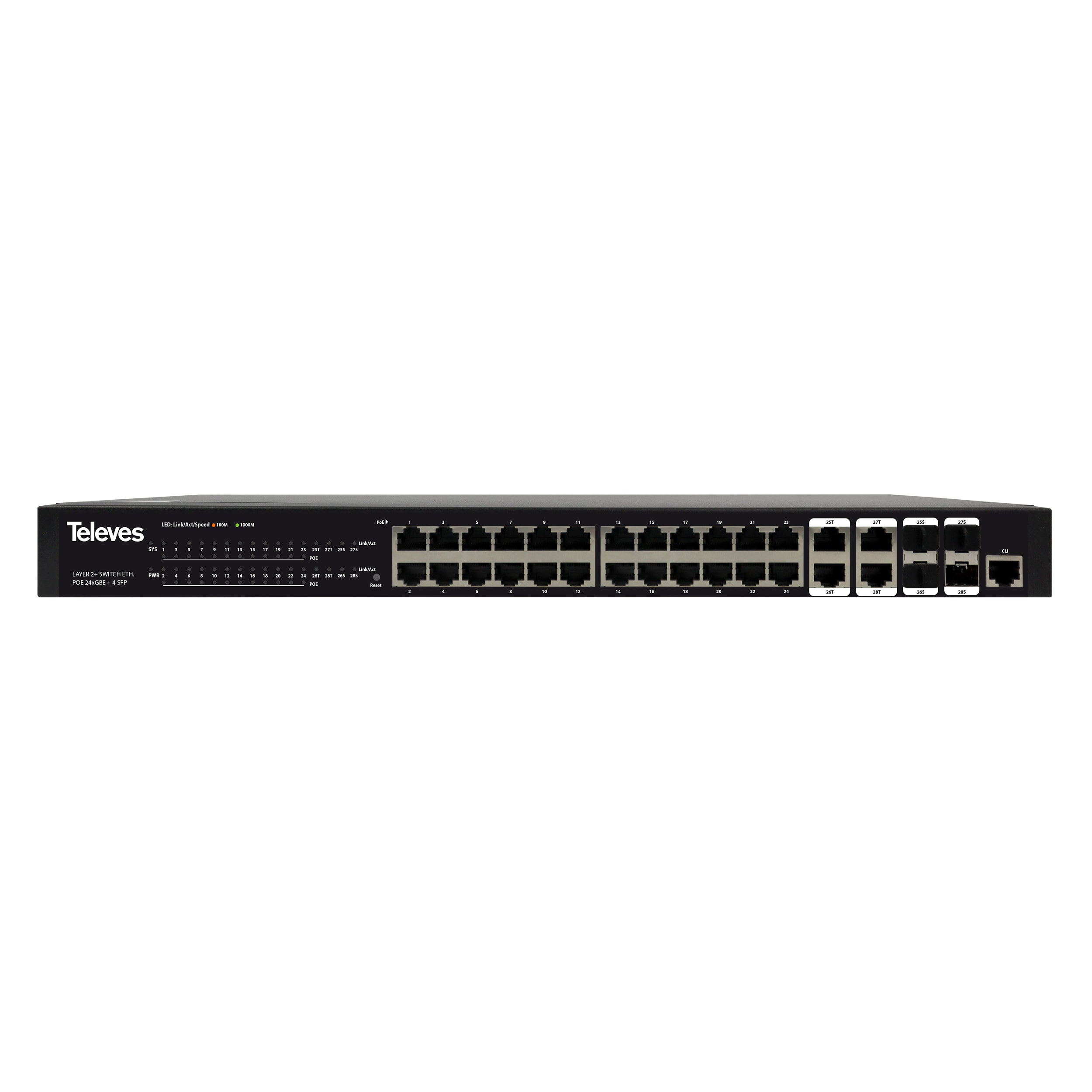 TELEVES ITALIA SRL - TVV769141 SWITCH ETH. L2+: 24XGBE(POE, 370W) + 4XS