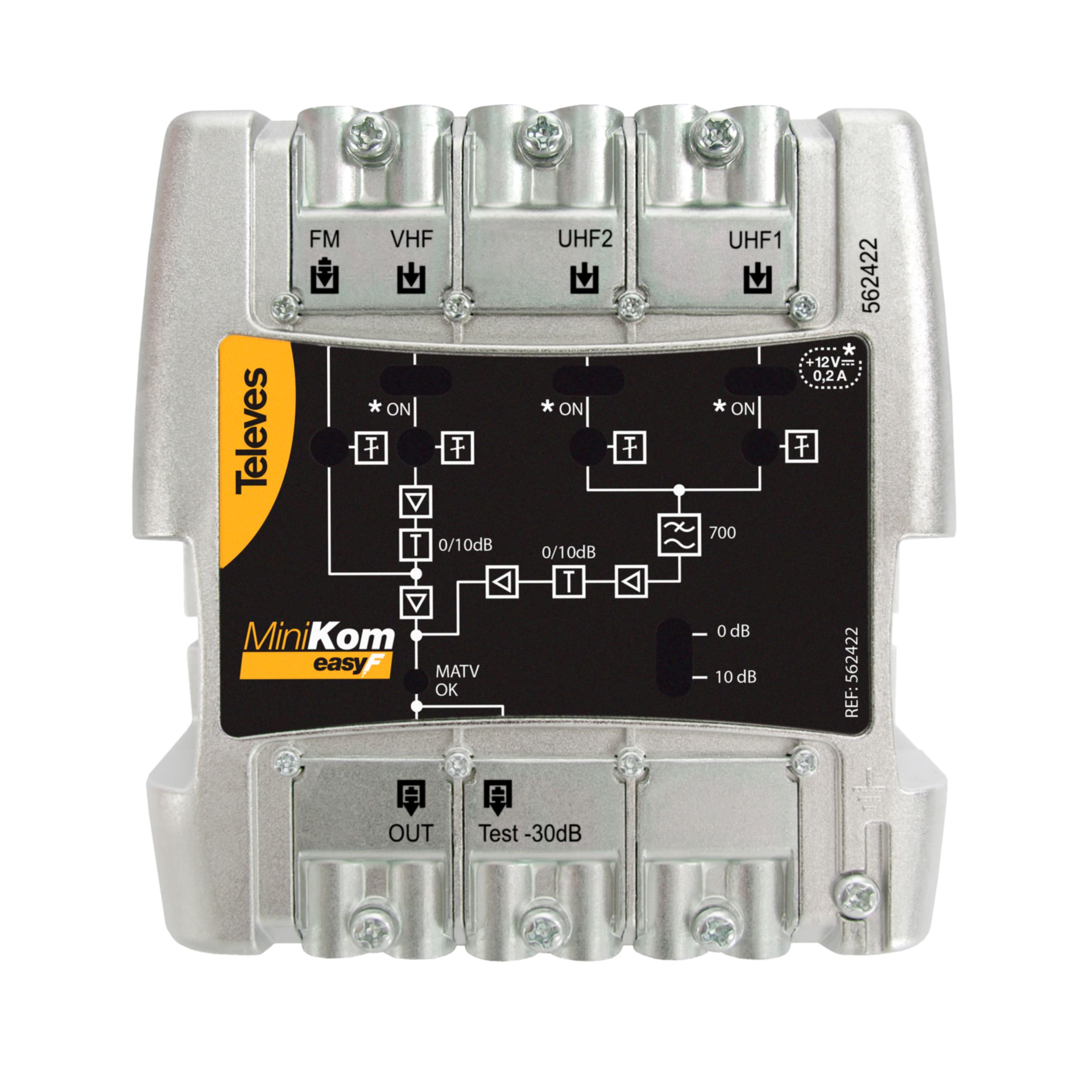 TELEVES ITALIA SRL - TVV562422 AMP.MINIKOM MATV 4I/1U EASYF FM-V-U-U