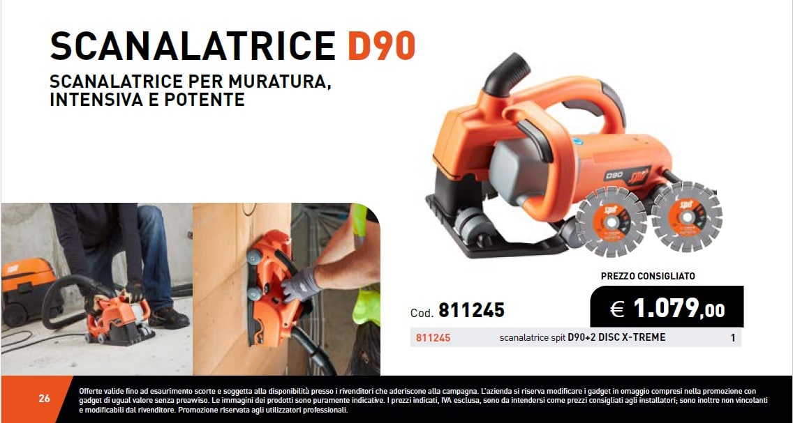 ELEMATIC SPIT - ITP811245 SCANALATRICE D90 + 2X DISCO X-TREME