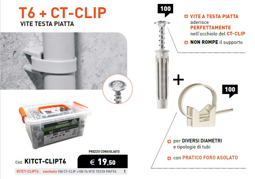ELEMATIC SPIT - ITPKITCT-CLIPT6 KIT VASCHETTA 100 CT-CLIP +100 T6 VITE T