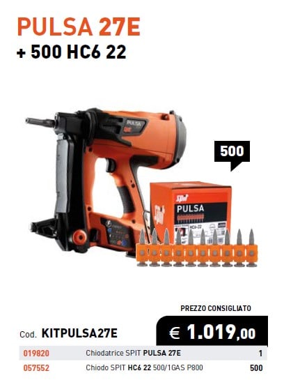 ELEMATIC SPIT - ITPKITPULSA27E CHIODATRICE A GAS SPIT PULSA 27E + 500 C