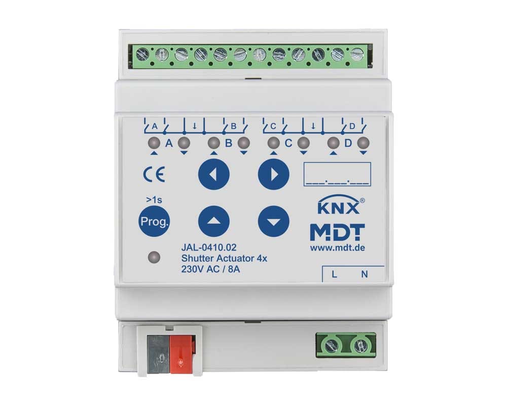MDT ITALIA SRL - EYGJAL-0410.02 Attuatore veneziane KNX , 4 canali, 10A, 230V