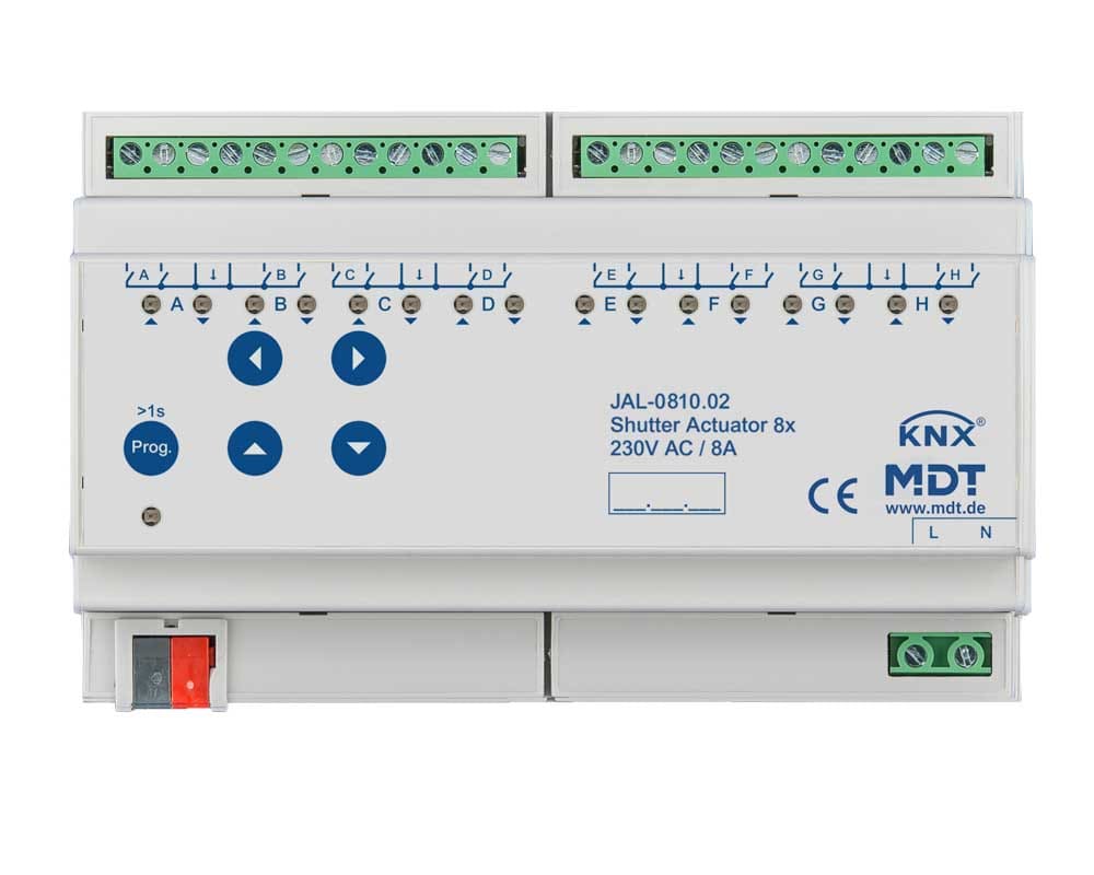 MDT ITALIA SRL - EYGJAL-0810.02 Attuatore veneziane KNX , 8 canali, 10A, 230V