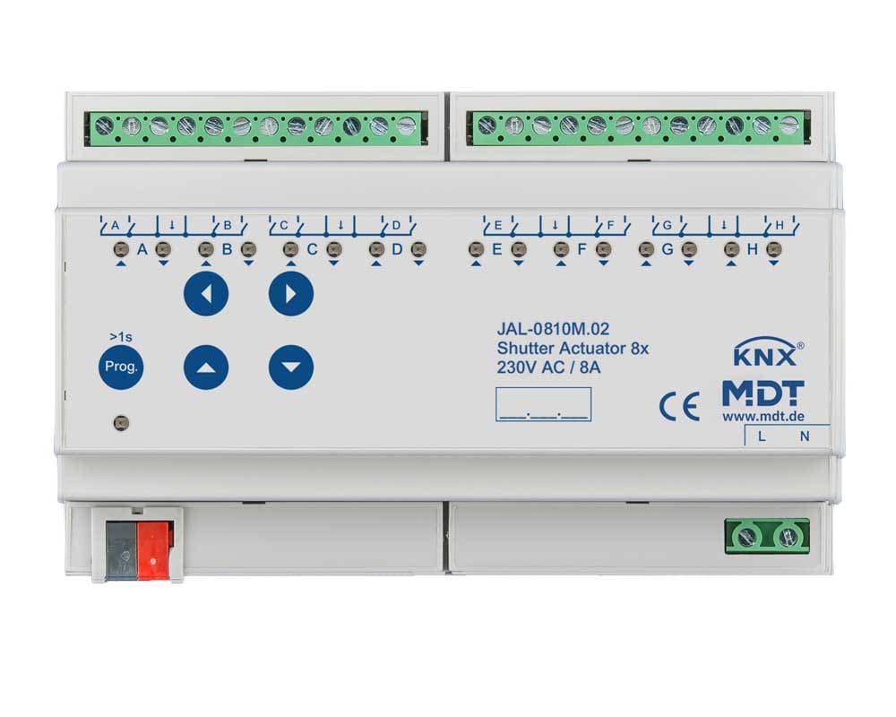 MDT ITALIA SRL - EYGJAL-0810M.02 Attuatore veneziane KNX misurazione posizione, 8 canali, 10A, 230V