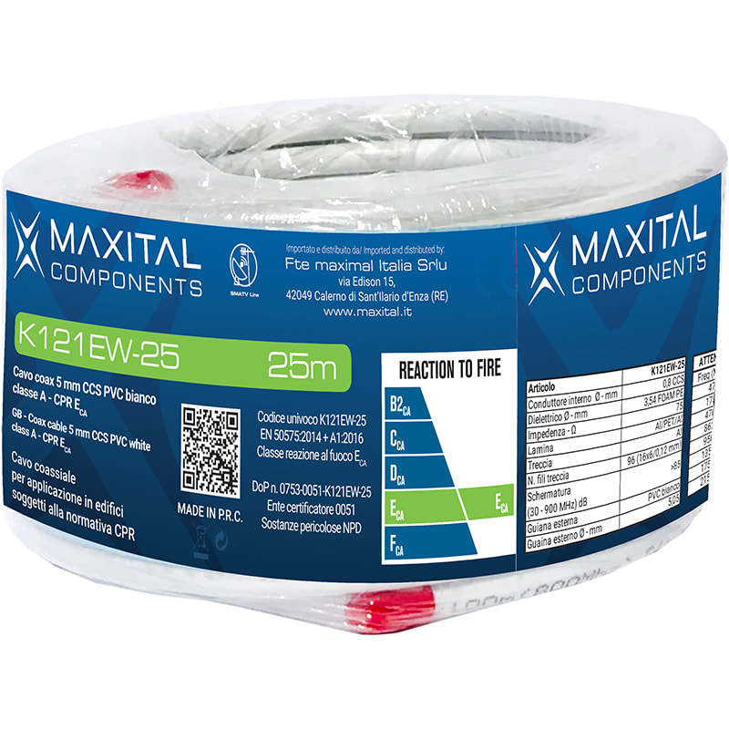 FTE MAXIMAL ITALIA S - FTEK121EW-25 K121EW-25 CAVO COAX 5MM PVC ECA 25MT