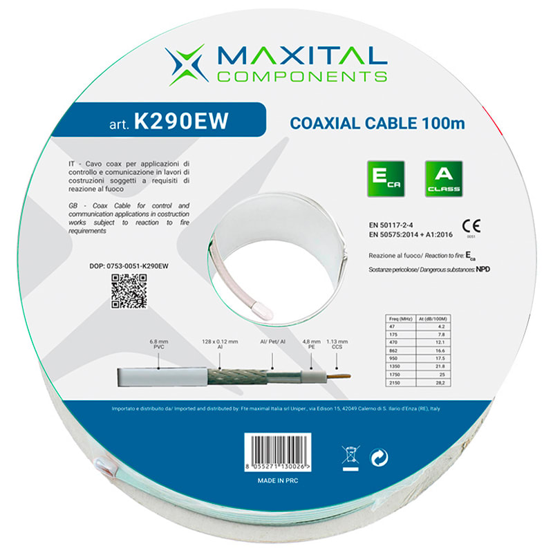 FTE MAXIMAL ITALIA S - FTEK290EW K290EW CAVO COAX 6,8MM PVC ECA 100MT.