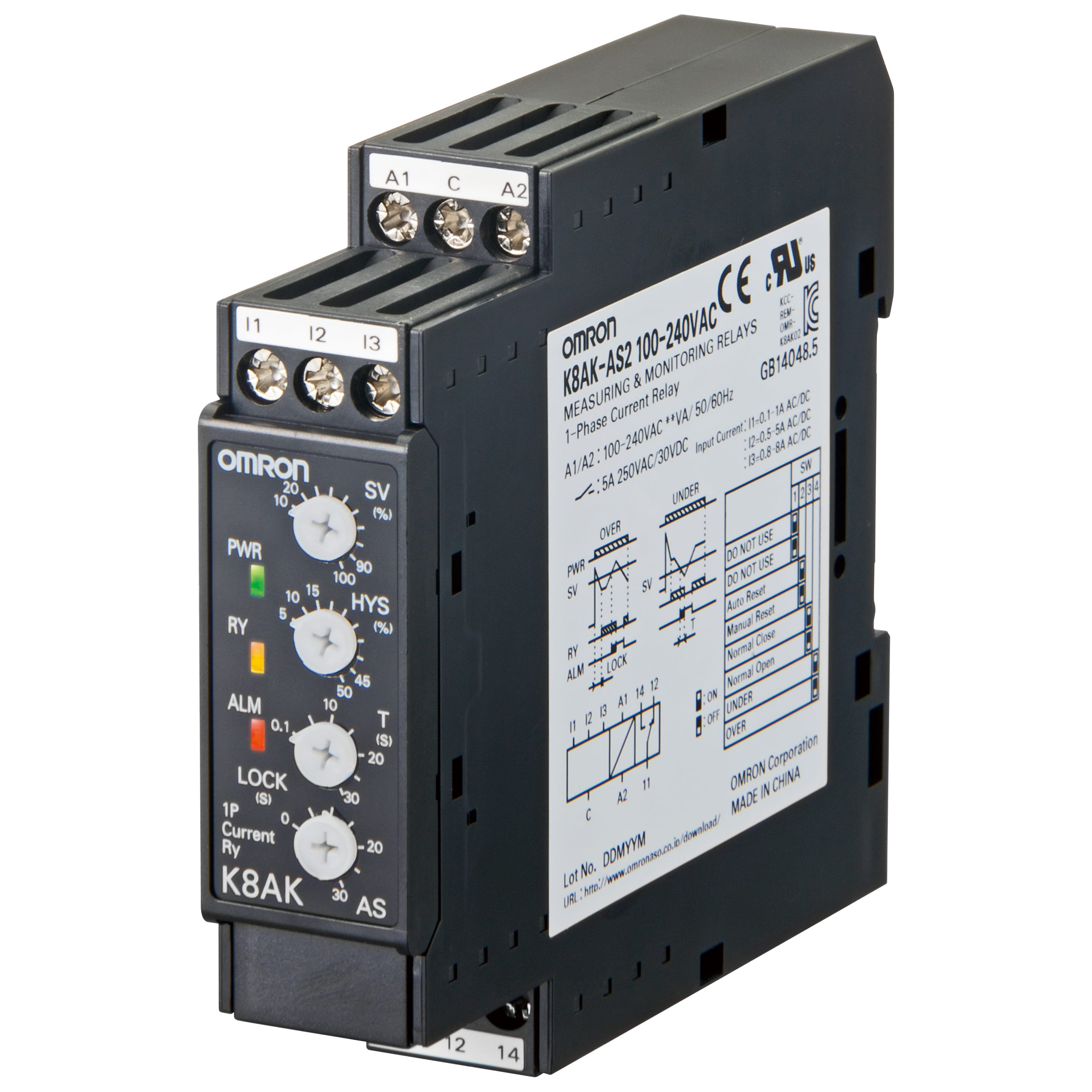 OMRON - OMRK8AKAS1100240VAC RELE-CONTR1FASE.MINMAXCORR.2-500MA.OUTSP