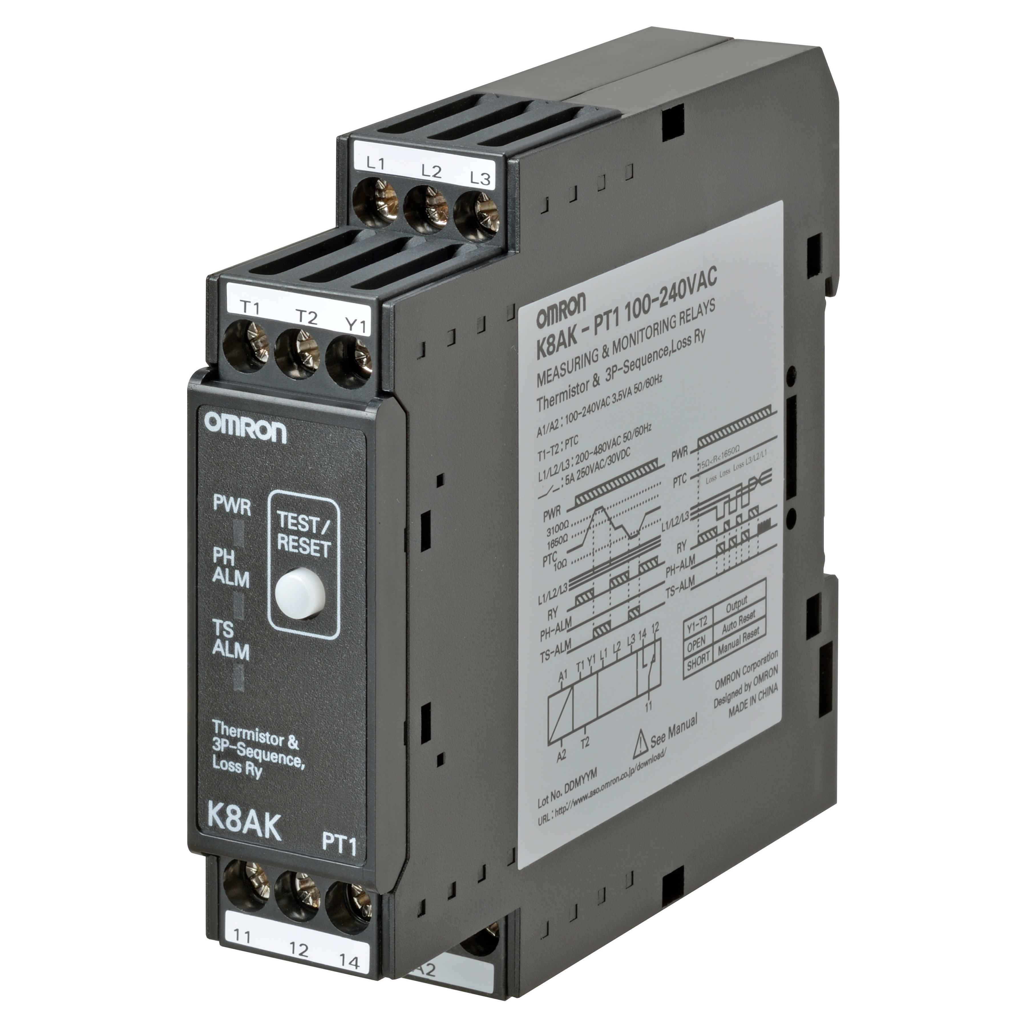 OMRON - OMRK8AKPT1100240VAC rele-Contr3Fas200/480VSequenza Fase MancFas
