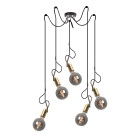 ROSSINI - RSSKAR005NOTS SOSPENSIONE 5 ELEMENTI NERA/OTTONE SATINATO E27 IP20