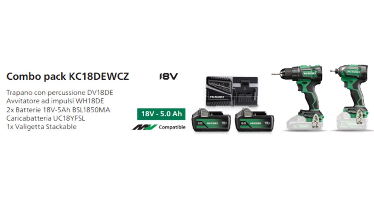 HIKOKI POWER TOOLS - HIAKC18DEWCZ KIT DV18DE+WH18DE+2X5AH