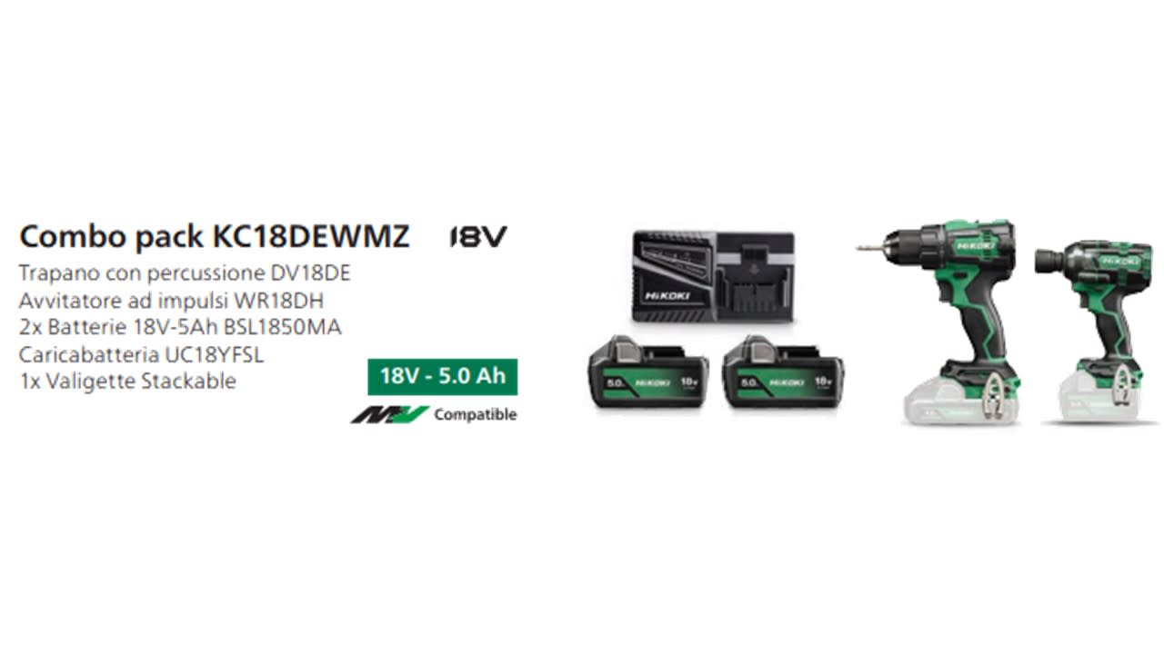 HIKOKI POWER TOOLS - HIAKC18DEWMZ KIT DV18DE+WR18DH+2X5AH