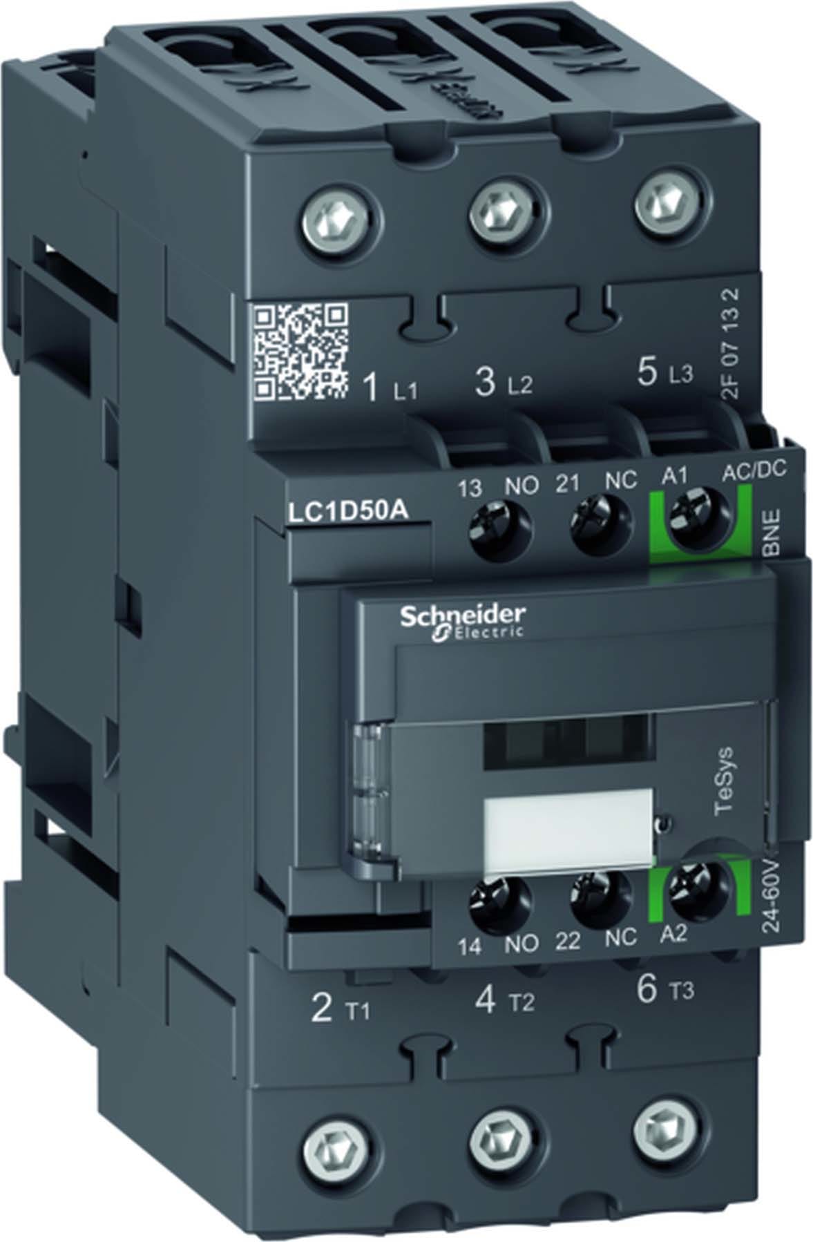 SCHNEIDER ELECTRIC - SNRLC1D50ABNE CONTATTORE 50A 24-60VAC/DC GREEN