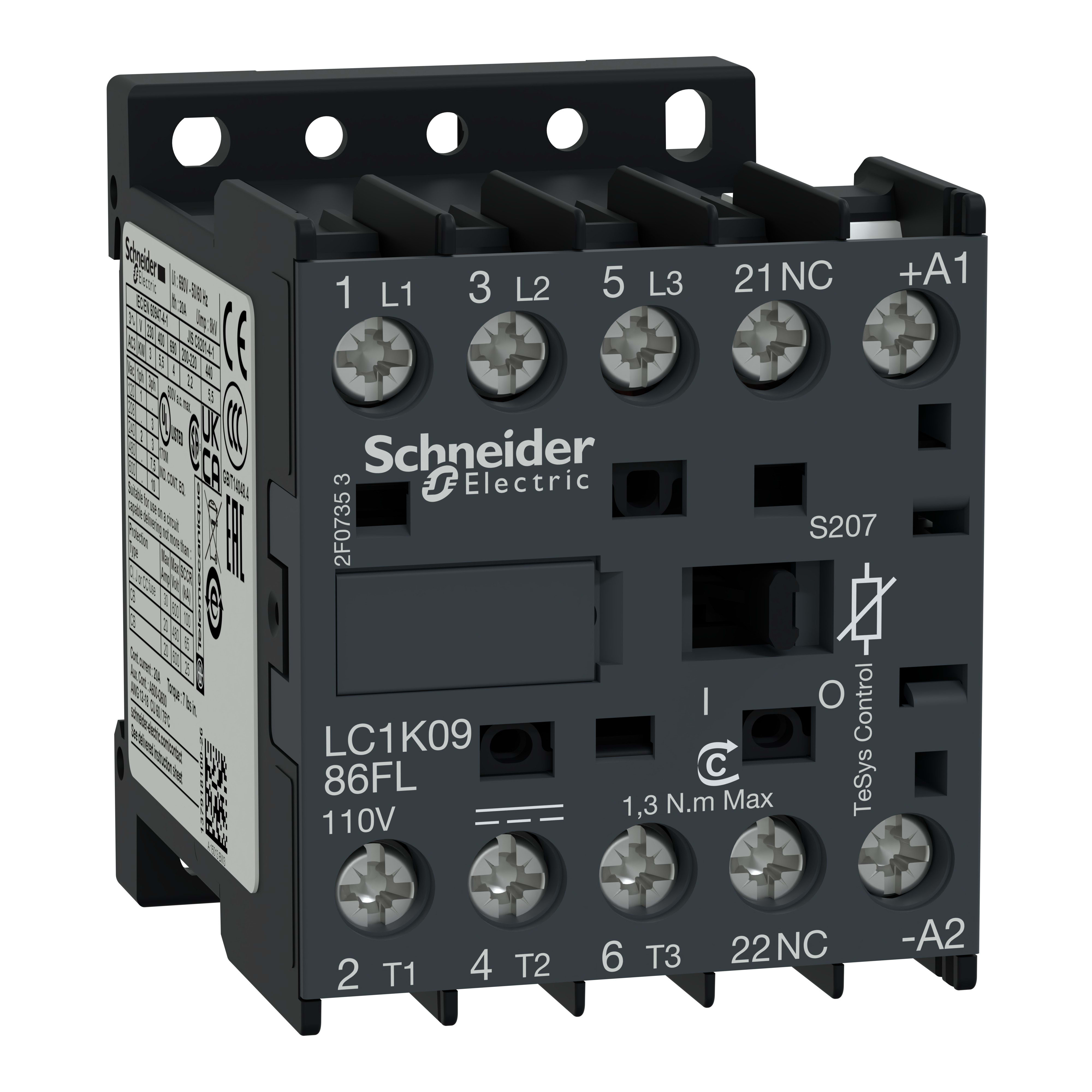 SCHNEIDER ELECTRIC - SNRLC1K0986FLS207 CONTATTORE K 4P AC3 440V 20A - 11 V